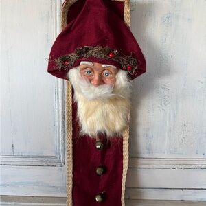 Rustic Woodland Santa Face Wall Hanging Jingle Bells